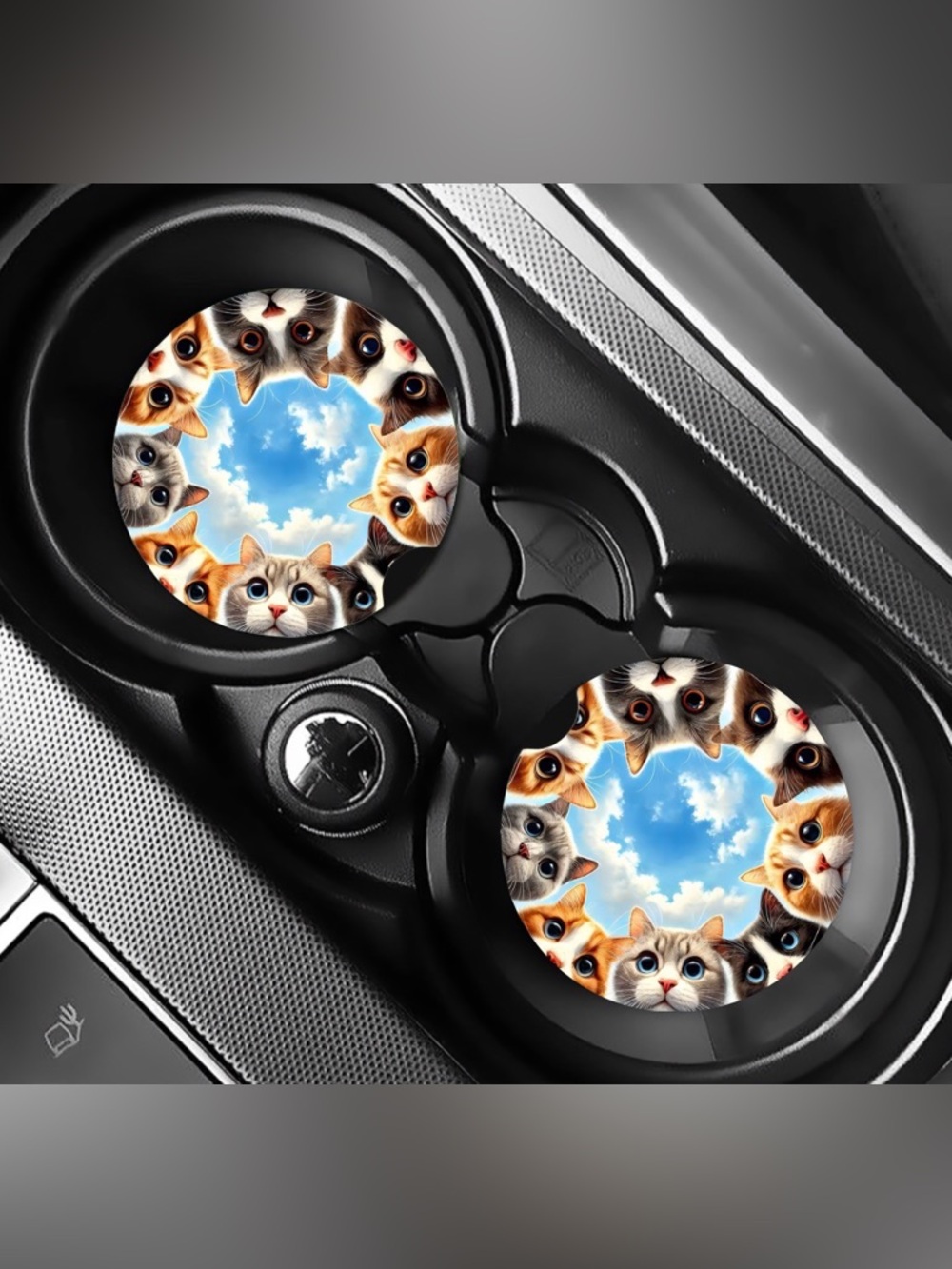 Cat Circle Car Coasters Absorbent Set of (2)